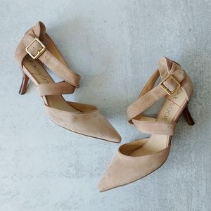 SOLE SOCIETY Tamra Cross Strap Heeled Pumps
Pink